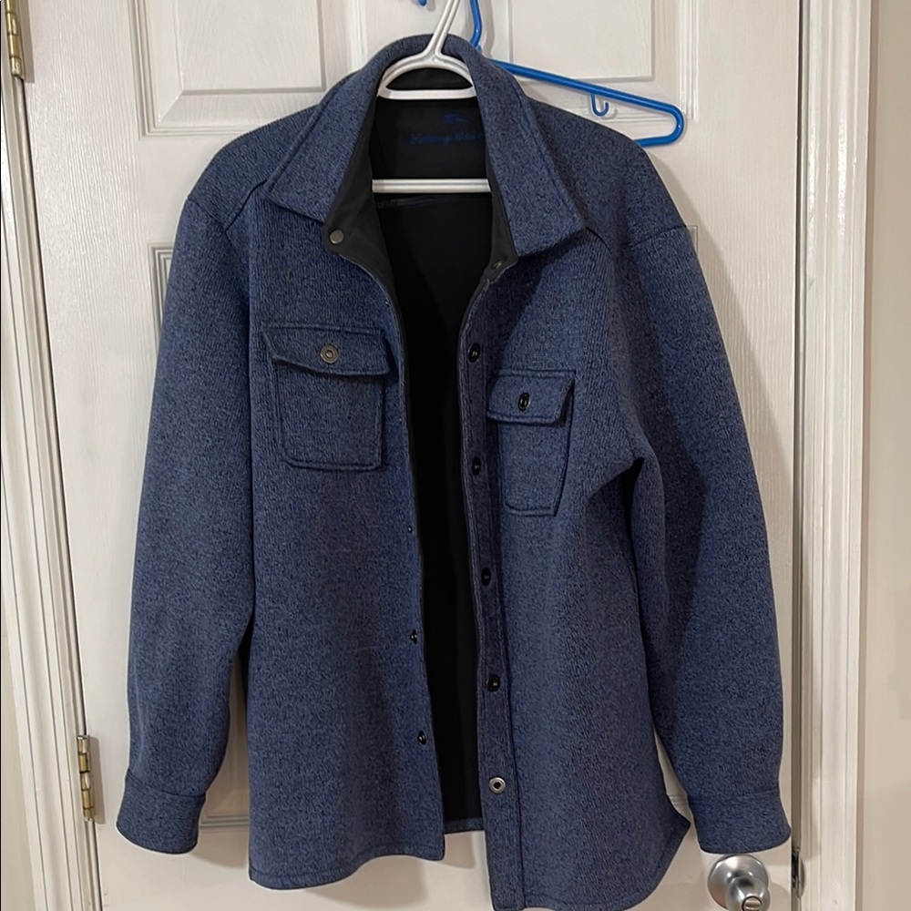 Tommy Bahama Blue Button-Up Fleece Lined Jacket